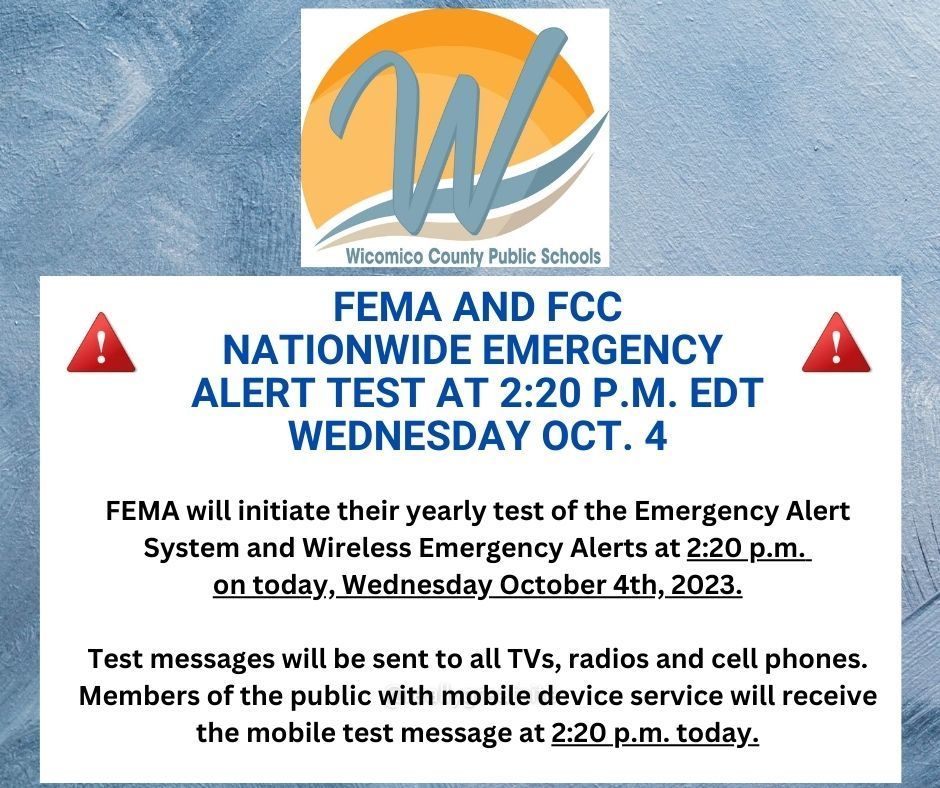 Nationwide Alert System Test At 2 20 Pm On Wednesday Oct 4th Prince Street Elementary